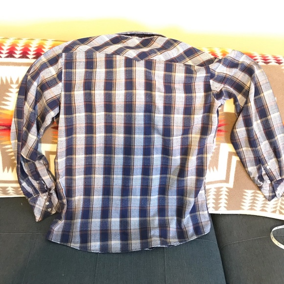 Vintage retro rockabilly plaid cowboy shirt - Picture 2 of 6